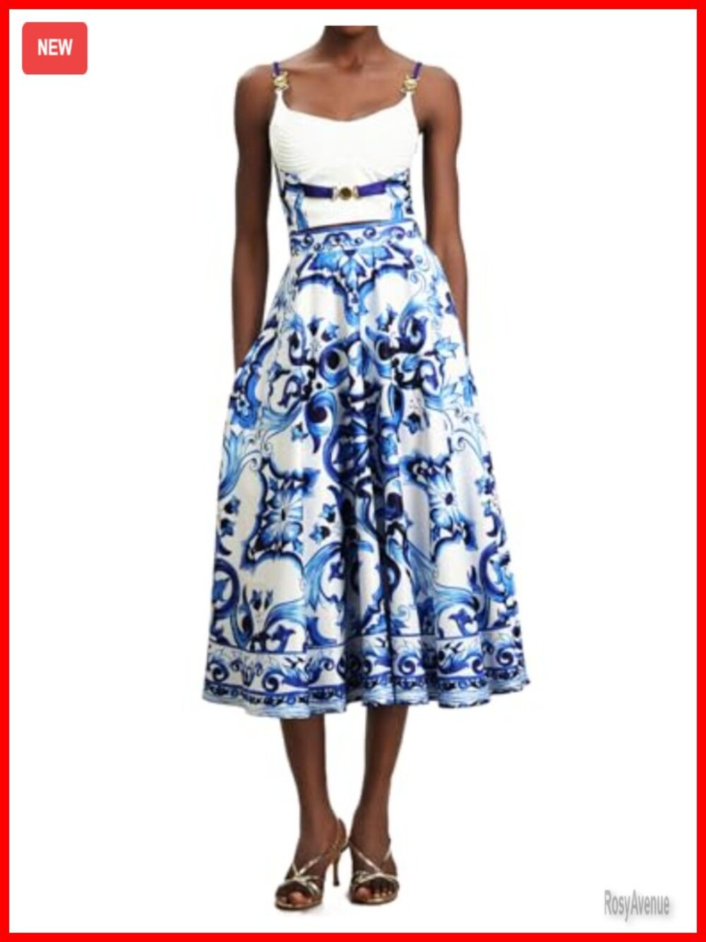 Women's Two Piece Floral Skirt Set Spaghetti Strap Top Vintage Prom Party
